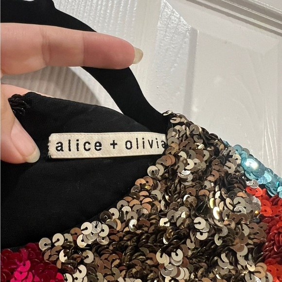 Alice + Olivia Gold Sequin Heart Mini Dress - Picture 2 of 10